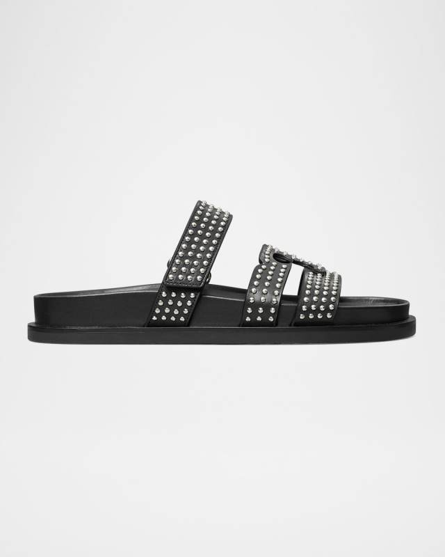 Ines Leather Triple-Band Sport Slide Sandals